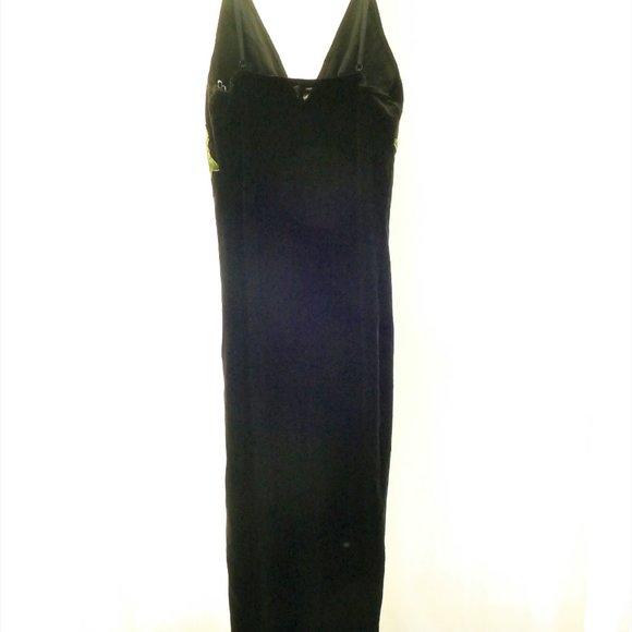 NWOT K Too Black Velvet with Roses Dress sz S - Picture 5 of 8